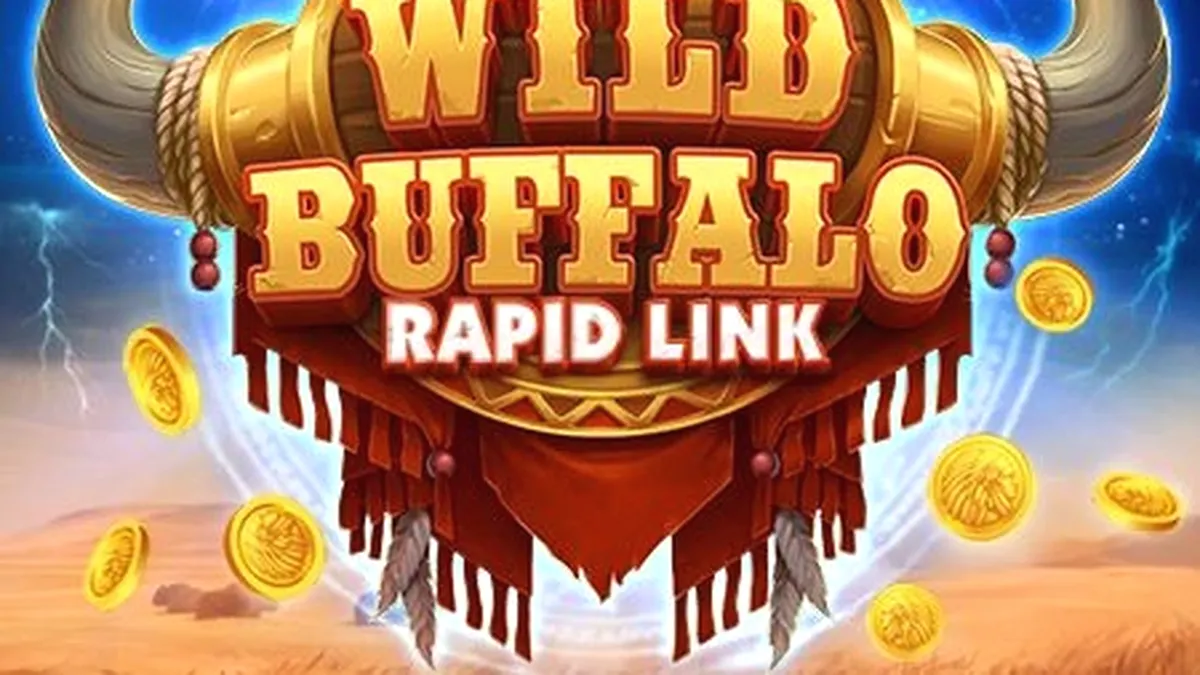 Cenário temático de búfalos no slot Wild Buffalo: Rapid Link